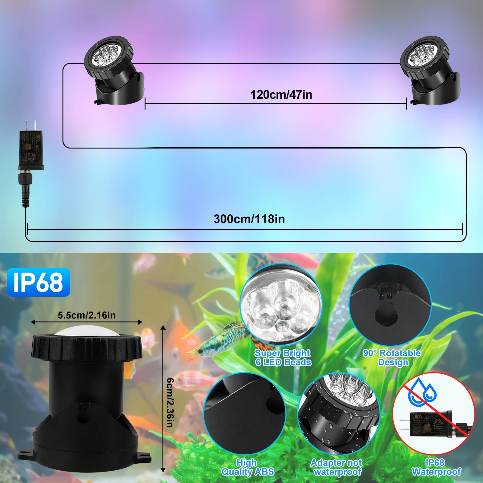 2/4/6/8/10 LED IP68 Underwater US/UK/EU Plug Fountain Pond Spot Light Landscape Spotlight For Garden APP Remote Control