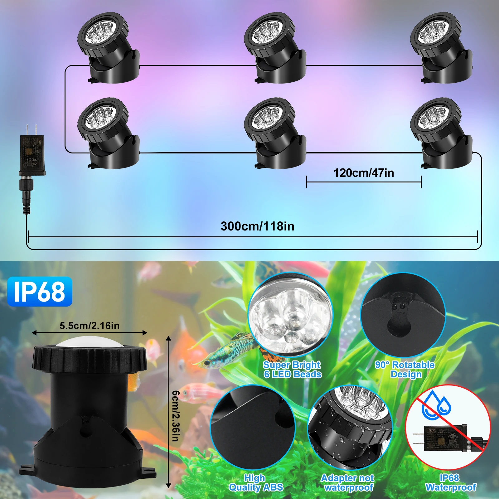 2/4/6/8/10 LED IP68 Underwater US/UK/EU Plug Fountain Pond Spot Light Landscape Spotlight For Garden APP Remote Control