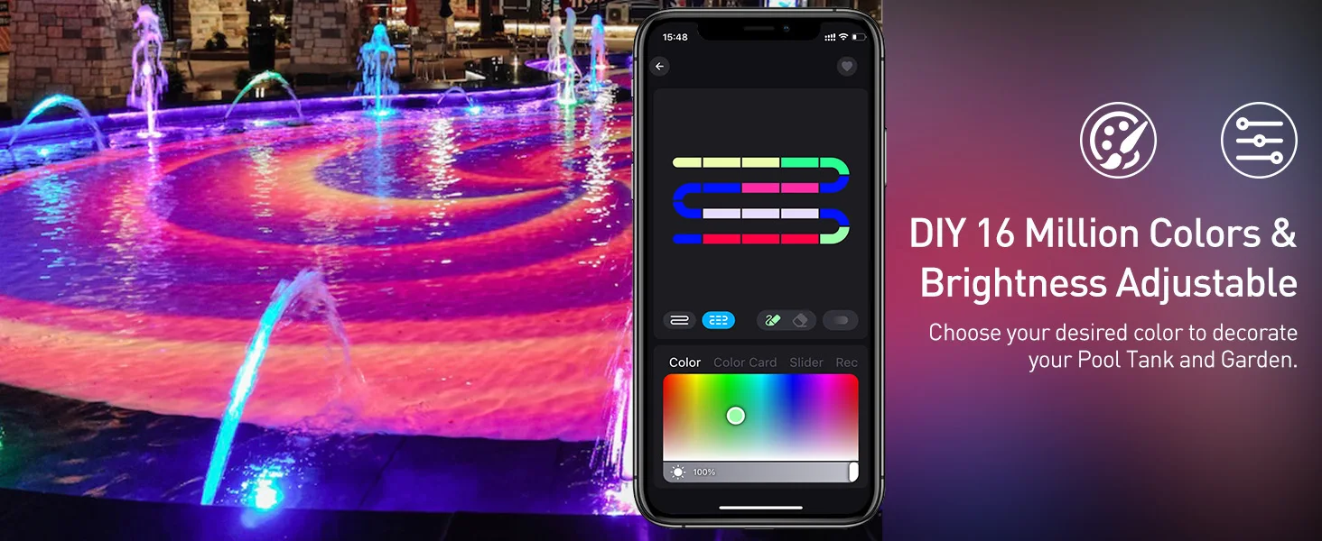 2/4/6/8/10 LED IP68 Underwater US/UK/EU Plug Fountain Pond Spot Light Landscape Spotlight For Garden APP Remote Control