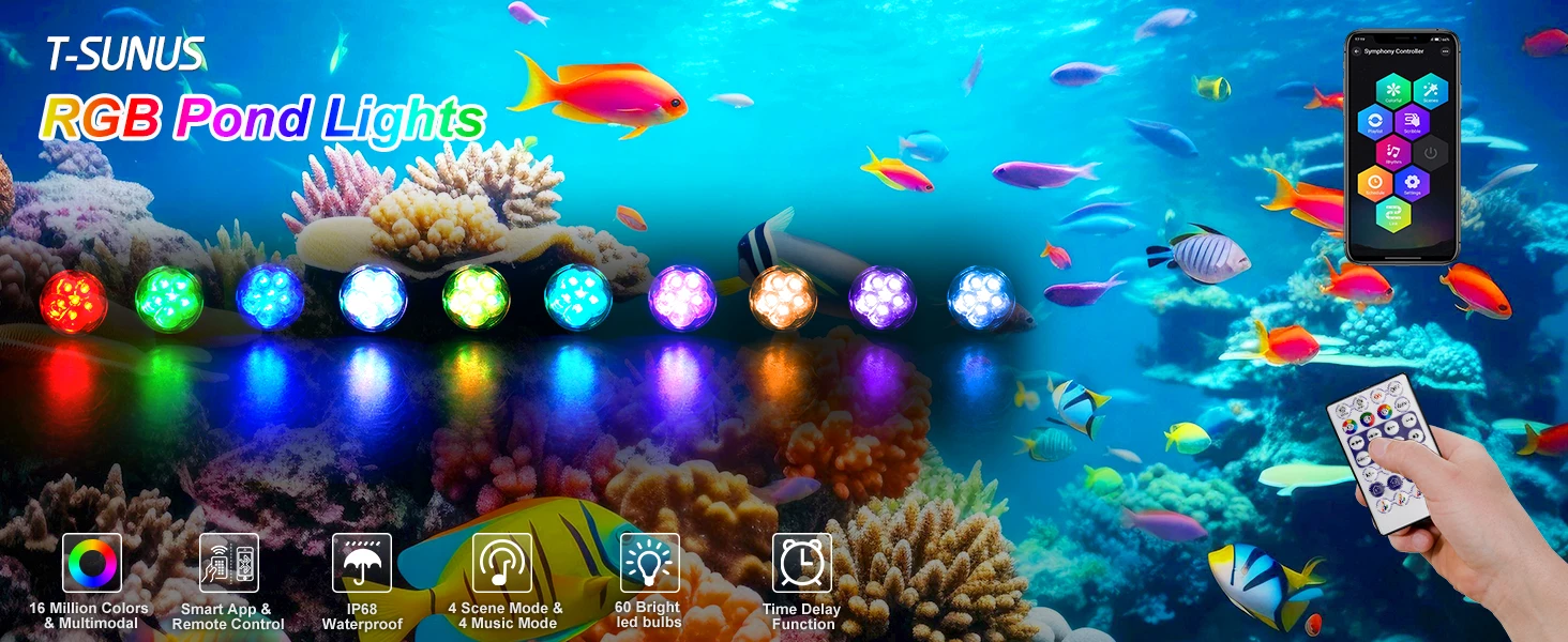 2/4/6/8/10 LED IP68 Underwater US/UK/EU Plug Fountain Pond Spot Light Landscape Spotlight For Garden APP Remote Control