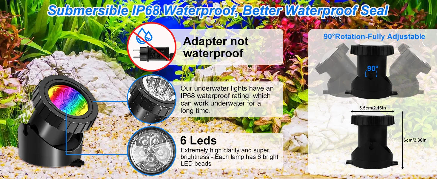 2/4/6/8/10 LED IP68 Underwater US/UK/EU Plug Fountain Pond Spot Light Landscape Spotlight For Garden APP Remote Control