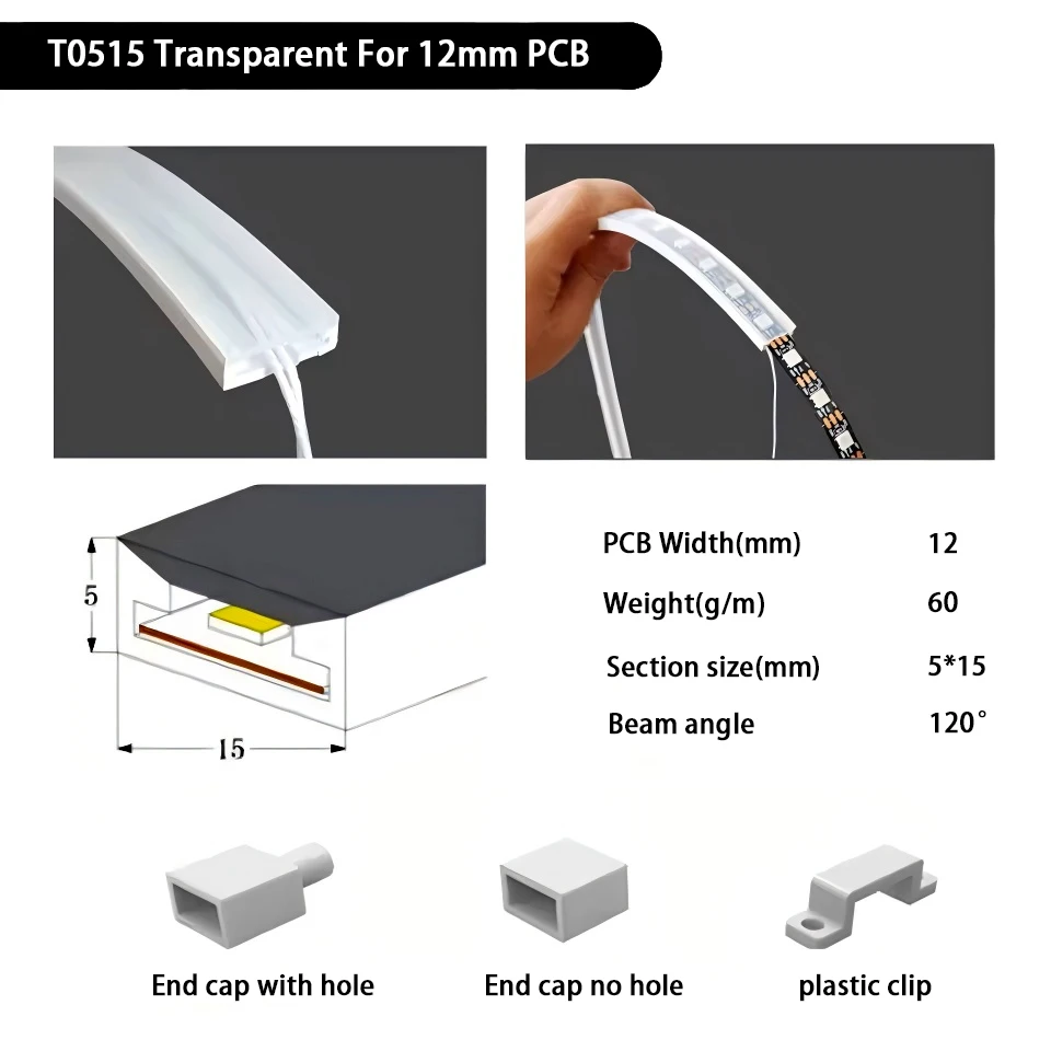 IP67 Waterproof Led Neon Silicone Flexible Light Tube Suitable for 5mm 8mm 10mm 12mm PCB WS2812B WS2811 5050 RGB Light Strip