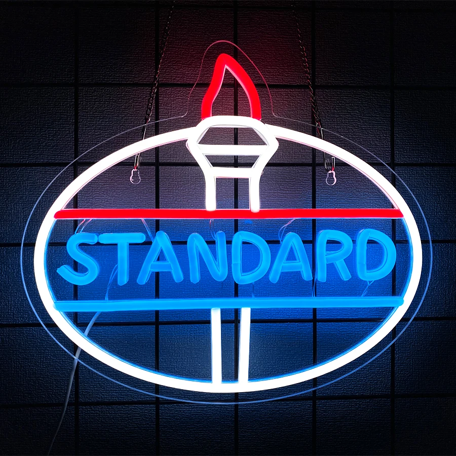Oil Change/Texaco/Gulf/Standard LED Neon Sign for Wall Decor, Automobile Repair Shop Auto Room Workshop Garage Accessories