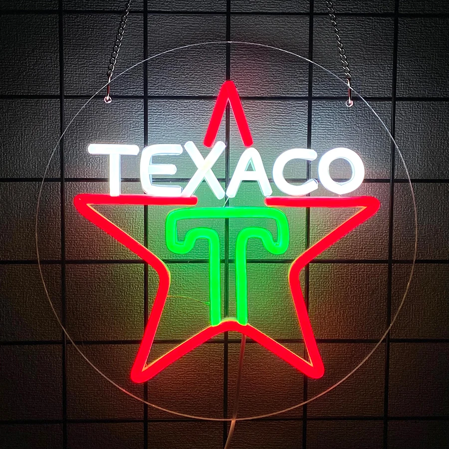 Oil Change/Texaco/Gulf/Standard LED Neon Sign for Wall Decor, Automobile Repair Shop Auto Room Workshop Garage Accessories