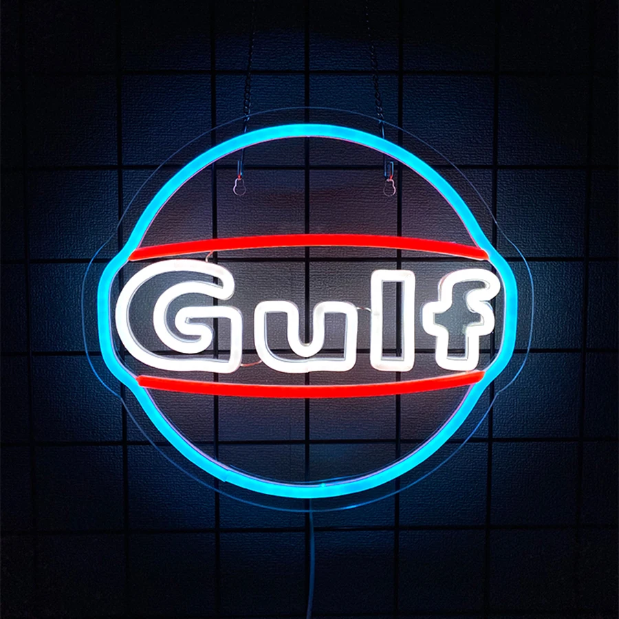 Oil Change/Texaco/Gulf/Standard LED Neon Sign for Wall Decor, Automobile Repair Shop Auto Room Workshop Garage Accessories