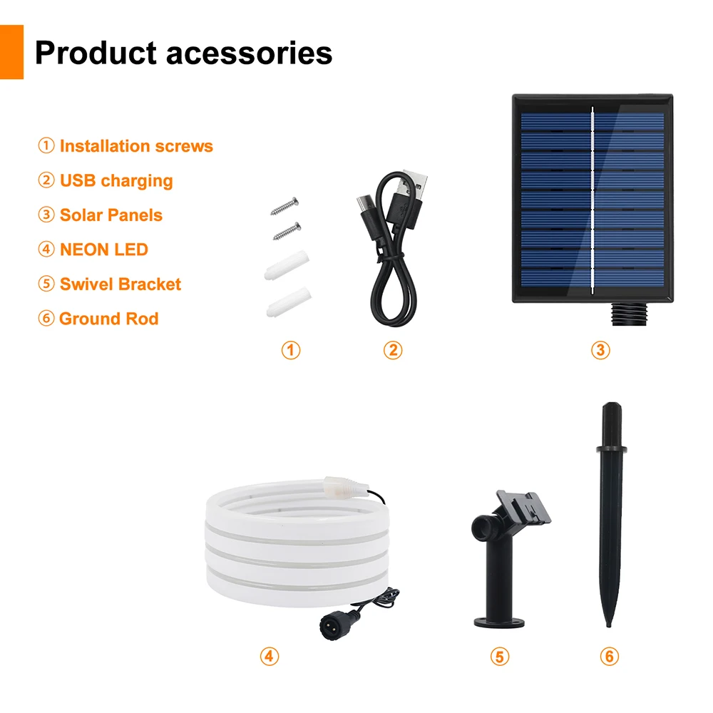 Solar LED Neon Strip Light Neon Sign Flexible Rope Lights 24V 2835 120LED/m 6x12mm Waterproof 0.5m 1m 2m 5m Garden Decoration