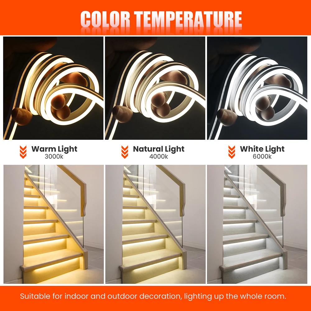 Solar LED Neon Strip Light Neon Sign Flexible Rope Lights 24V 2835 120LED/m 6x12mm Waterproof 0.5m 1m 2m 5m Garden Decoration