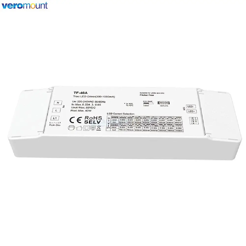 Skydance 12W 100-450mA 350-700mA 30W 150-900mA 40W 300-1050mA Constant Current Dimmable Led Triac Dimming Driver 200-240V Input