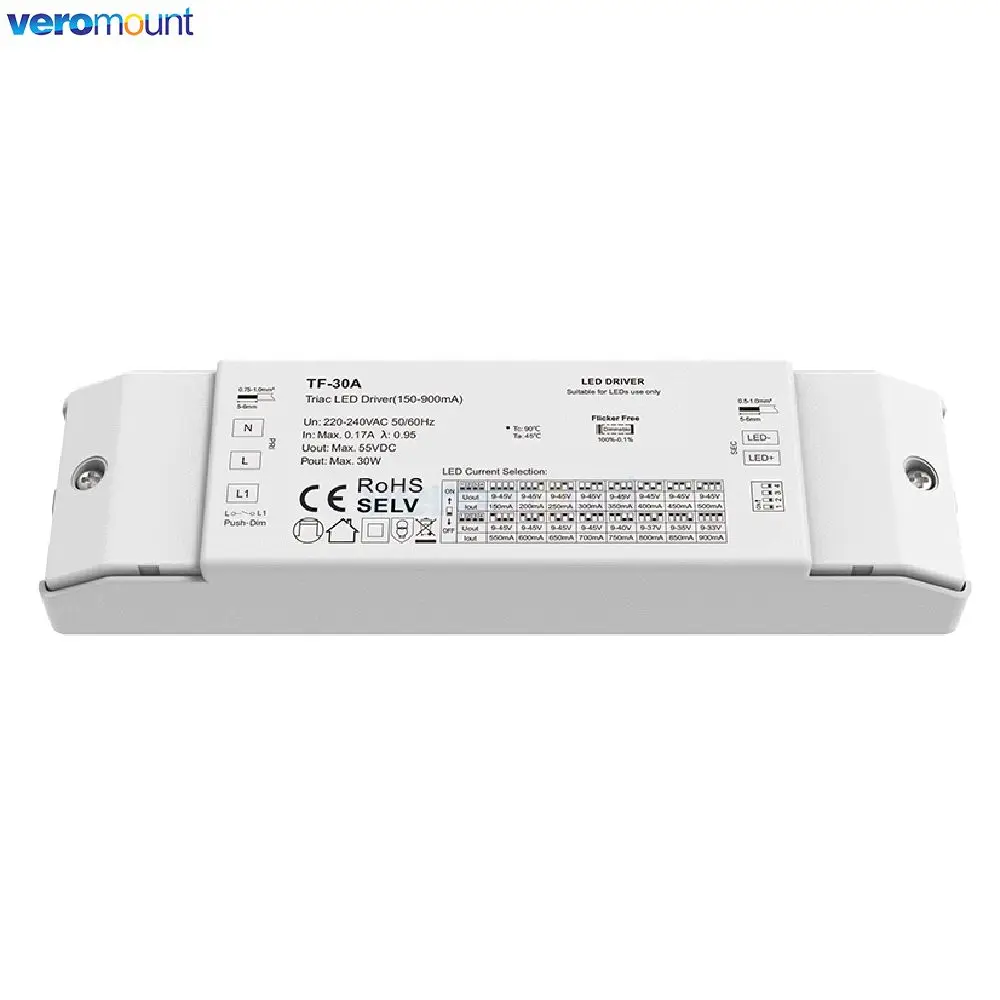 Skydance 12W 100-450mA 350-700mA 30W 150-900mA 40W 300-1050mA Constant Current Dimmable Led Triac Dimming Driver 200-240V Input