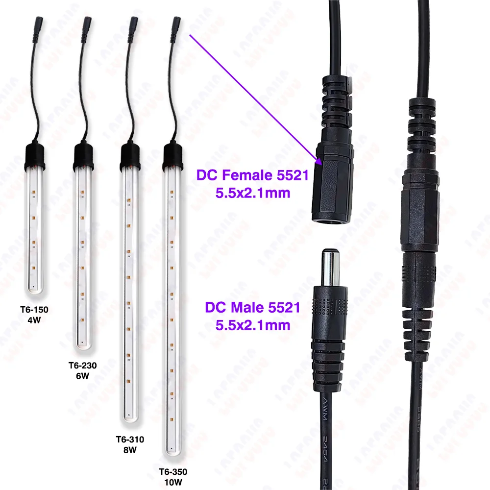 UVC LED Ultraviolet Lamps T6 4W 6W 8W 10W 270nm 280nm 110V 220V IP67 Waterproof Tube For Sterilization Purification Disinfection