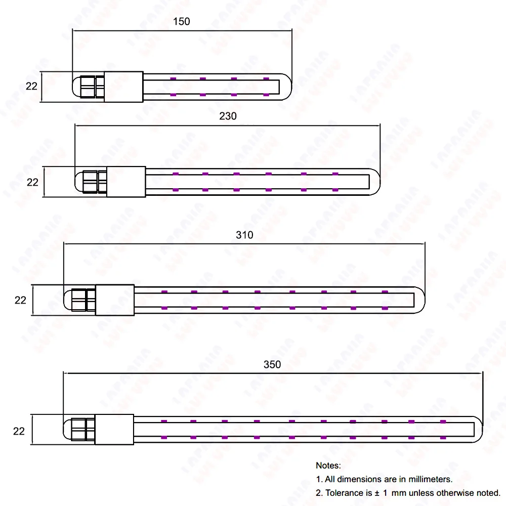 UVC LED Ultraviolet Lamps T6 4W 6W 8W 10W 270nm 280nm 110V 220V IP67 Waterproof Tube For Sterilization Purification Disinfection