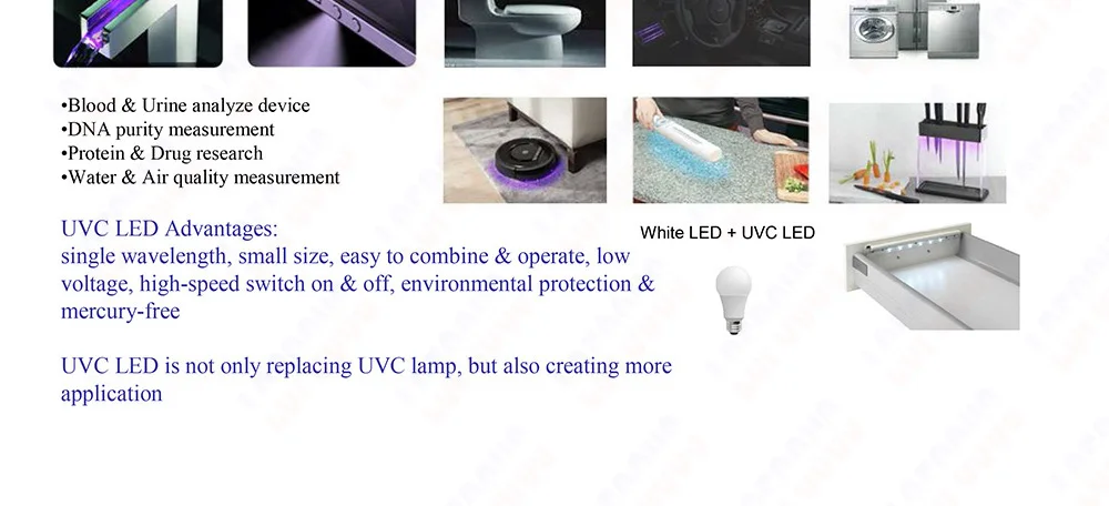 UVC LED Ultraviolet Lamps T6 4W 6W 8W 10W 270nm 280nm 110V 220V IP67 Waterproof Tube For Sterilization Purification Disinfection