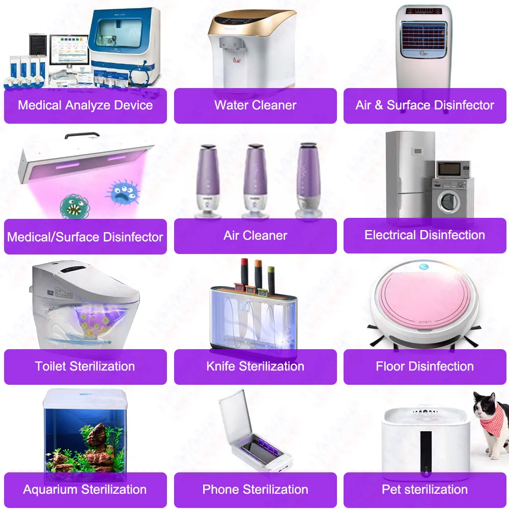 UVC LED Ultraviolet Lamps T6 4W 6W 8W 10W 270nm 280nm 110V 220V IP67 Waterproof Tube For Sterilization Purification Disinfection