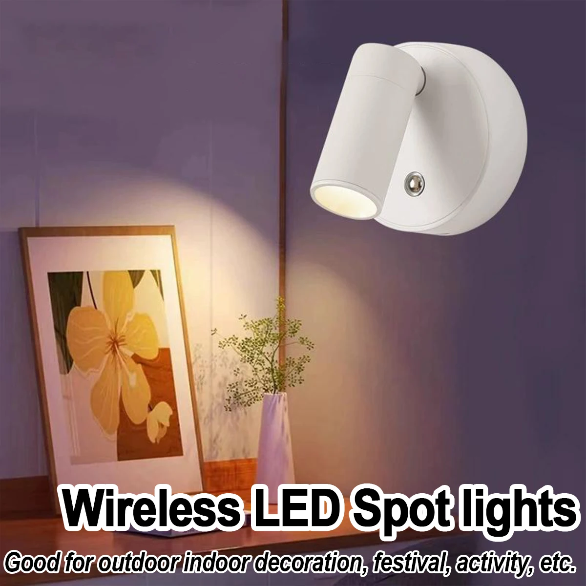 USB Rechargeable Wireless LED Wall Light Cordless Lamp Touch Dimmable Spotlight Magnetic For Bedroom Bedside Reading Type-C