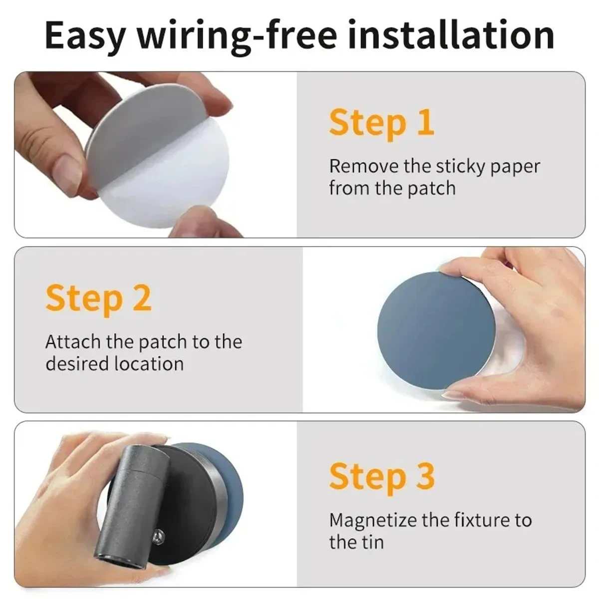 USB Rechargeable Wireless LED Wall Light Cordless Lamp Touch Dimmable Spotlight Magnetic For Bedroom Bedside Reading Type-C