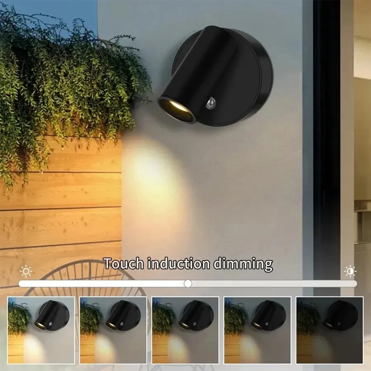 USB Rechargeable Wireless LED Wall Light Cordless Lamp Touch Dimmable Spotlight Magnetic For Bedroom Bedside Reading Type-C