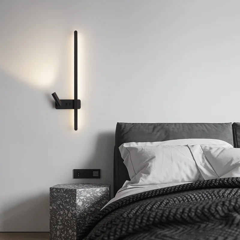 Nordic Wall Lamp Modern Black Minimalist Living Room Sofa Background Wall Decorative Luxury Bedroom Bedside Led Wall Lights