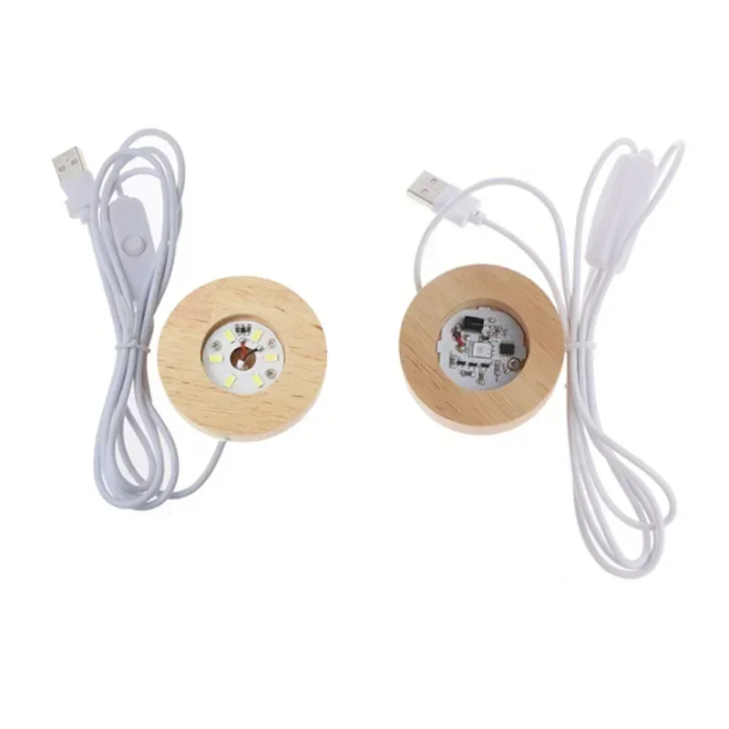 1/4Pcs Wood Desktop Decorative Lights Base Night Light Wooden LED USB RGB Display Lamp Display Stand Lamps Holder Art Ornament