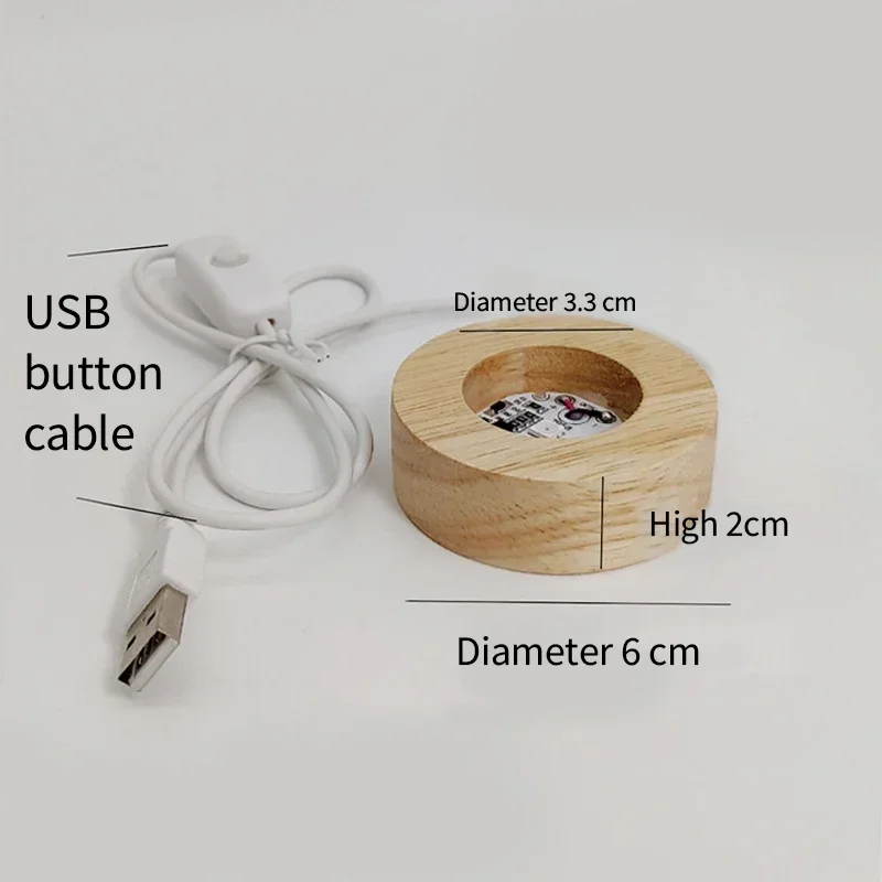 1/4Pcs Wood Desktop Decorative Lights Base Night Light Wooden LED USB RGB Display Lamp Display Stand Lamps Holder Art Ornament