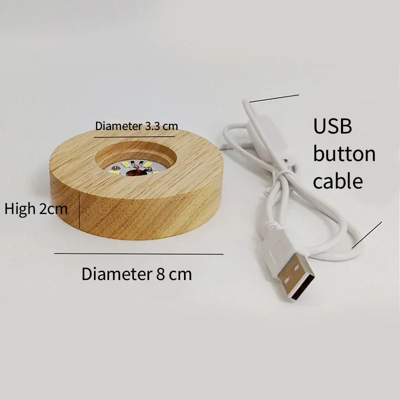 1/4Pcs Wood Desktop Decorative Lights Base Night Light Wooden LED USB RGB Display Lamp Display Stand Lamps Holder Art Ornament