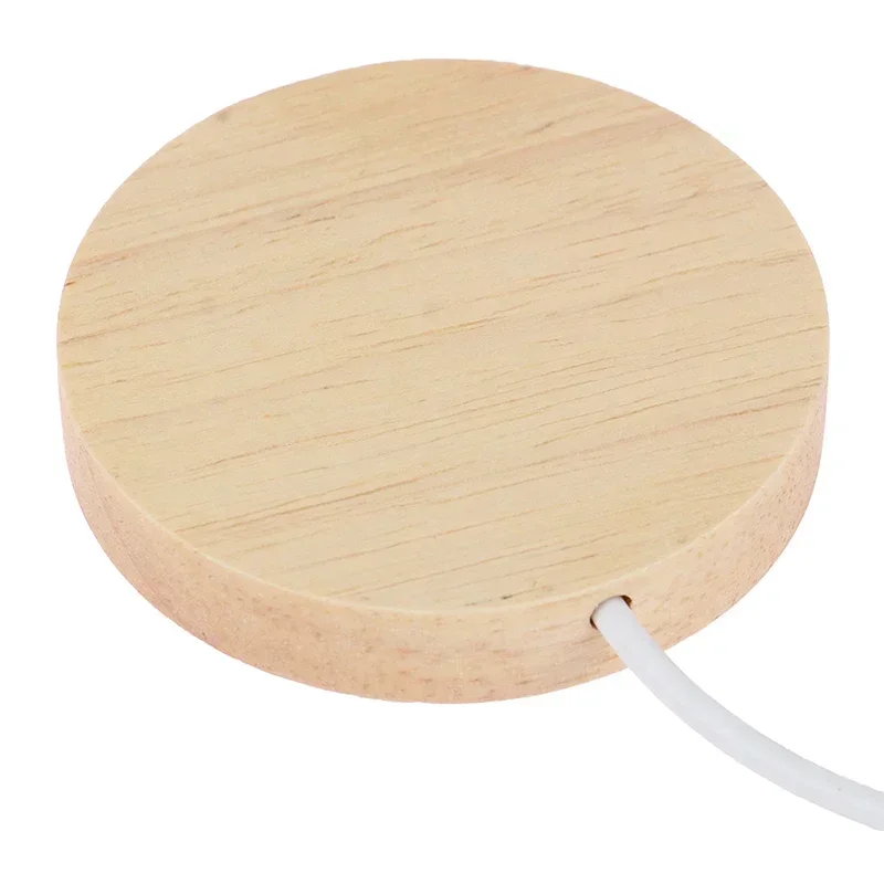 1/4Pcs Wood Desktop Decorative Lights Base Night Light Wooden LED USB RGB Display Lamp Display Stand Lamps Holder Art Ornament