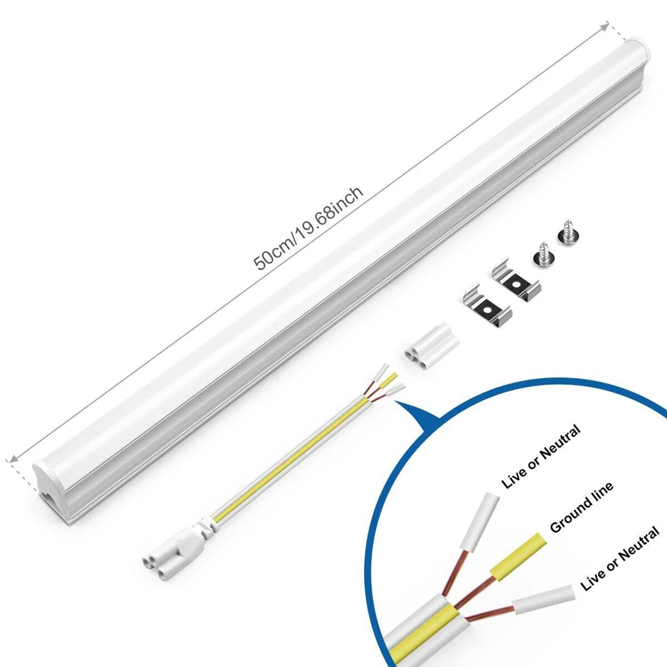 Energy Saving T5/T8 15W/25W LED Tube AC220V Fluorescent Tube Bulb for Shop Exhibition Halls Lighting,EU US Plug Connect Wire