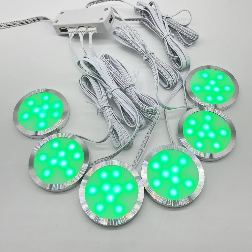 Tuya WIFI DC12V RGB Color Under Cabinet Lights Dimmable Puck Light Festival Wardrobe Bedroom Kitchen for Alice Alexa Google Home