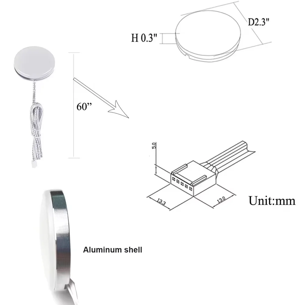 Tuya WIFI DC12V RGB Color Under Cabinet Lights Dimmable Puck Light Festival Wardrobe Bedroom Kitchen for Alice Alexa Google Home