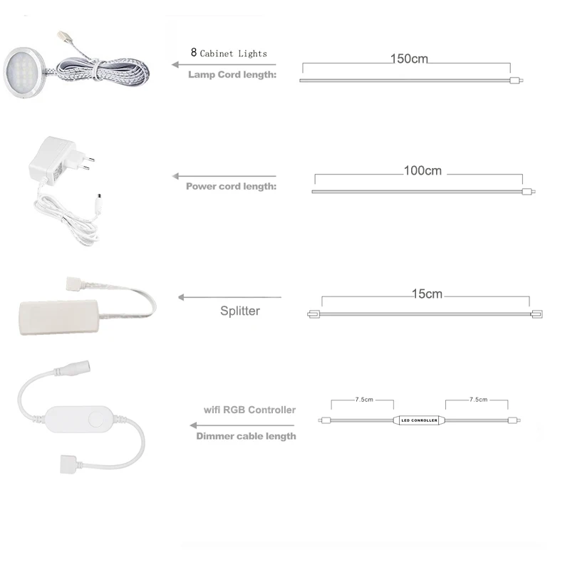 Tuya WIFI DC12V RGB Color Under Cabinet Lights Dimmable Puck Light Festival Wardrobe Bedroom Kitchen for Alice Alexa Google Home