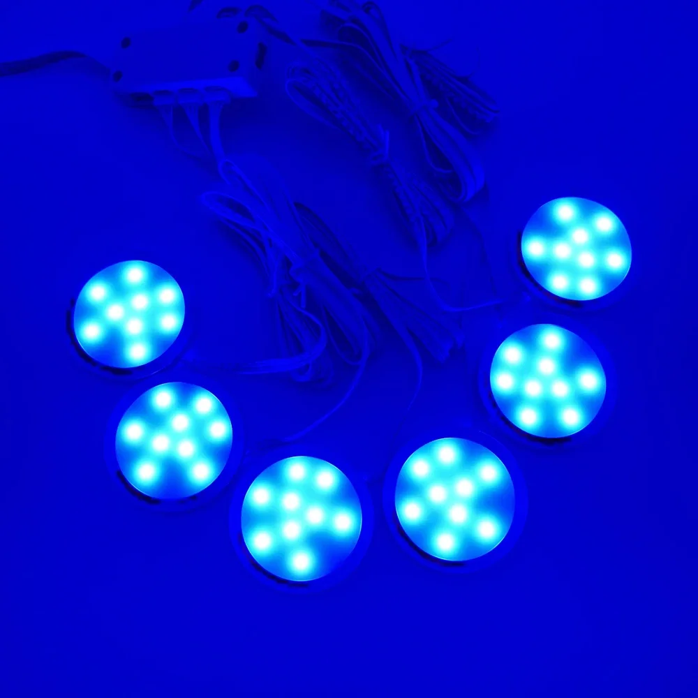 Tuya WIFI DC12V RGB Color Under Cabinet Lights Dimmable Puck Light Festival Wardrobe Bedroom Kitchen for Alice Alexa Google Home