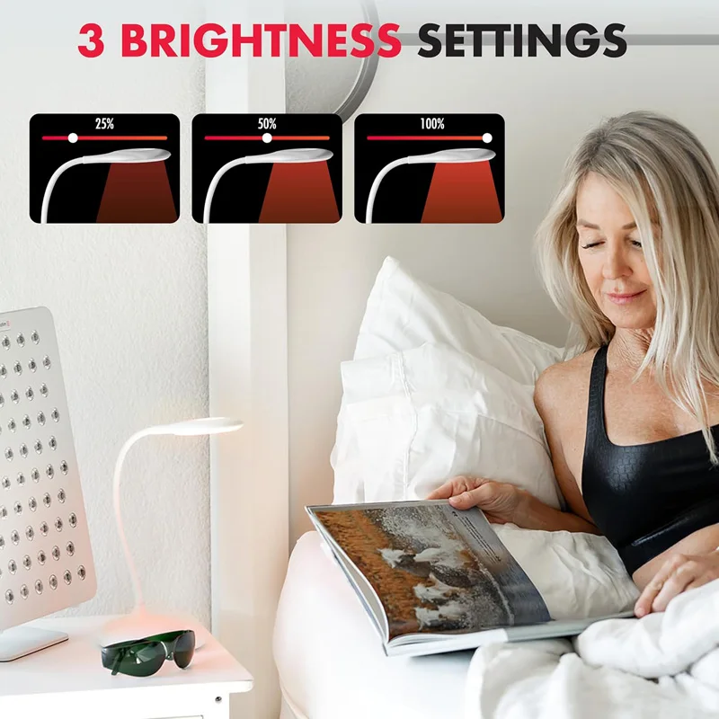 620nm Red Table Lamp Touch Sensitive With Standing Dimmable NO Blue Desk Reading Lights USB Rechargeable Migraine Relieve