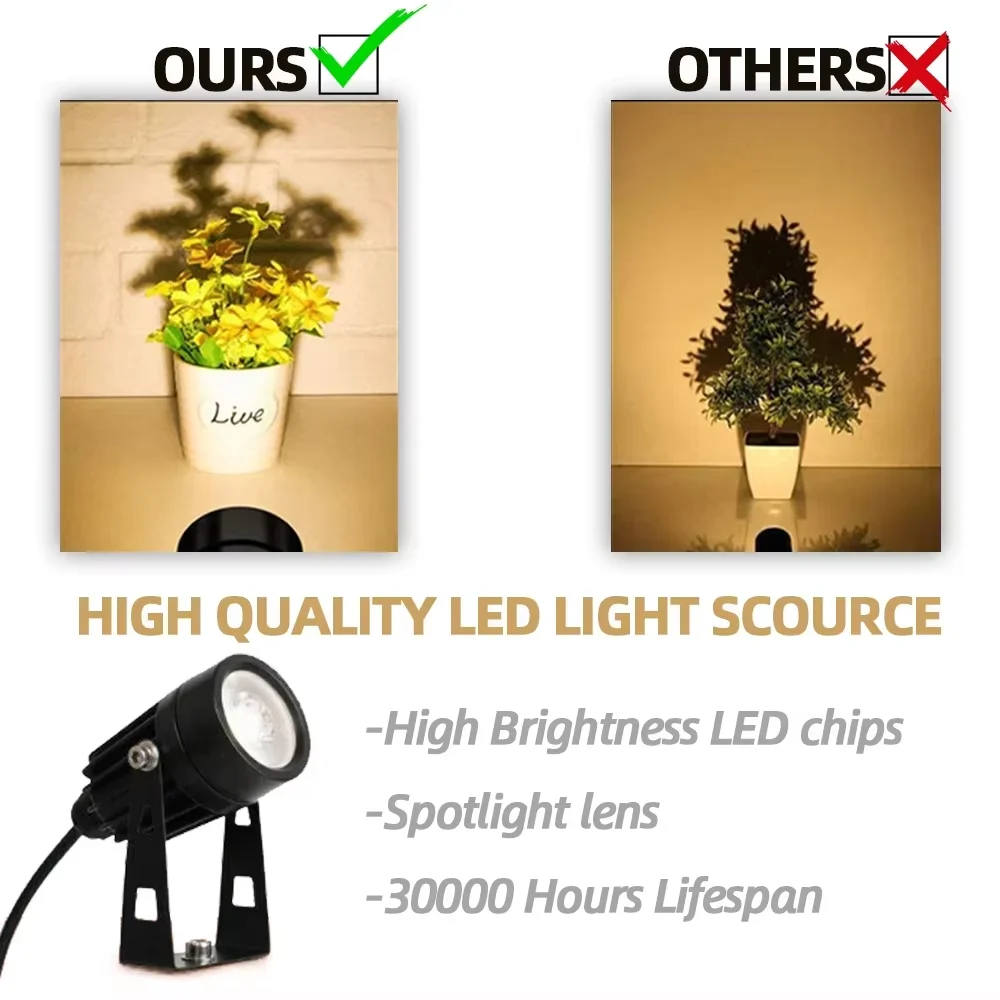 Led Garden Lights Outdoor Lawn Lamp Safety Low Voltage Street Lights IP65 Waterproof 2/4/6/12 in 1 Landscape Lighting Warm White