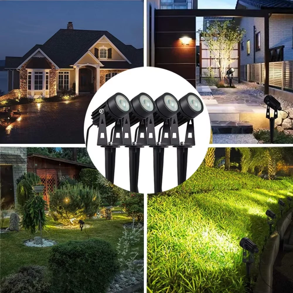 Led Garden Lights Outdoor Lawn Lamp Safety Low Voltage Street Lights IP65 Waterproof 2/4/6/12 in 1 Landscape Lighting Warm White