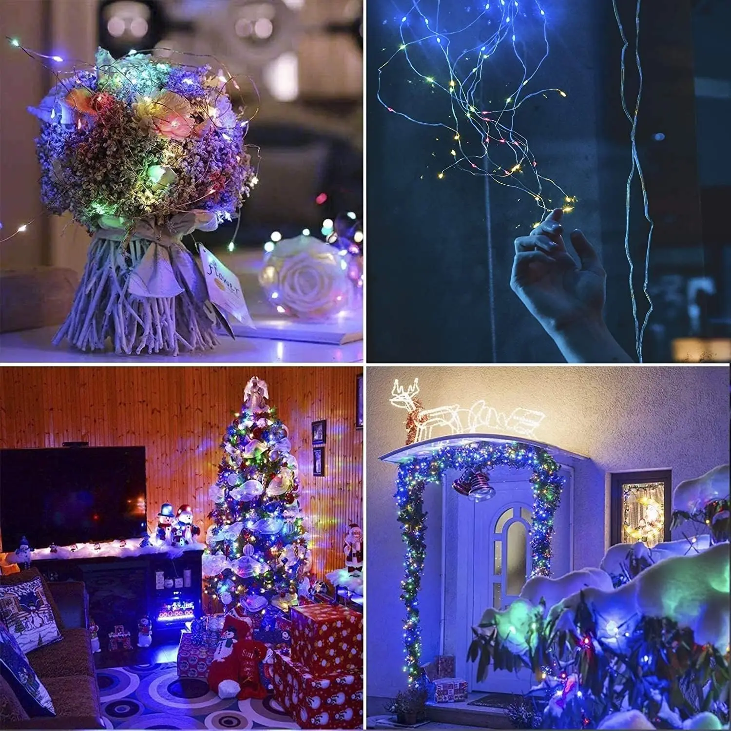 Christmas Garland Solar Outdoor String Lights LED Outdoor 8 Modes Chain Lights Decoration for Garden Patio Tree Terrace Parties