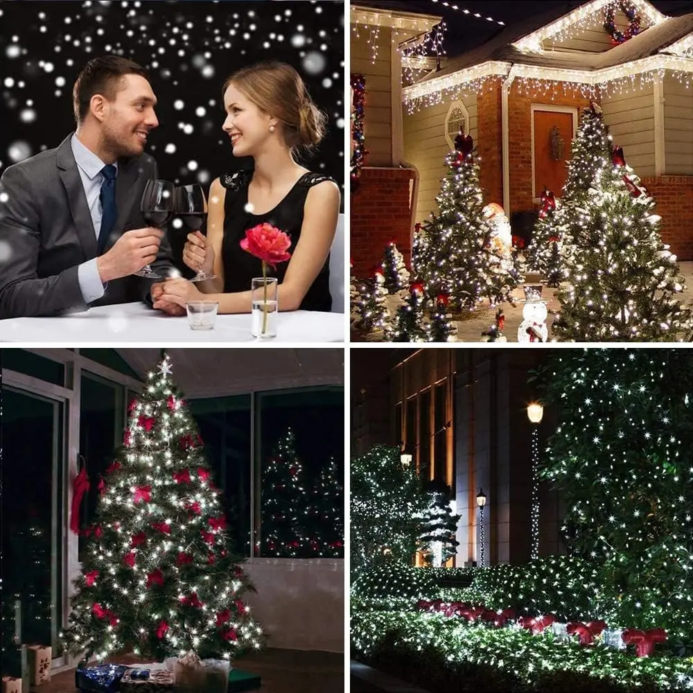 Christmas Garland Solar Outdoor String Lights LED Outdoor 8 Modes Chain Lights Decoration for Garden Patio Tree Terrace Parties
