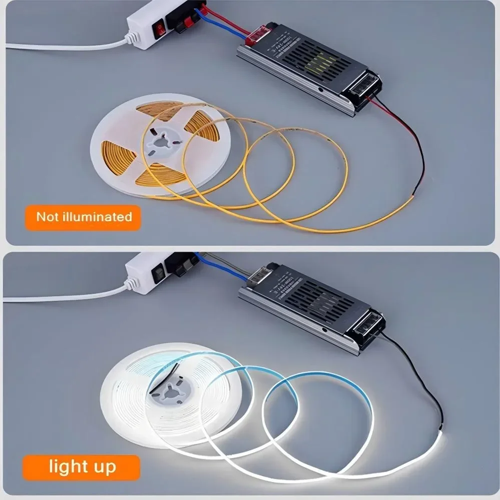 Ultra Thin COB LED Strip 12V 3mm Colorful Dimmable 3000K 4000K 6000K High Density Flexible Light 400LEDs for DIY Home Decor Lamp