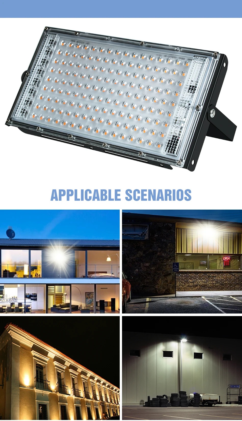 200W Flood Light LED Spotlight 220V Waterproof Outdoors Reflector Street Lamp Garden Exterior Wall Lighting 240V Cold/Warm White