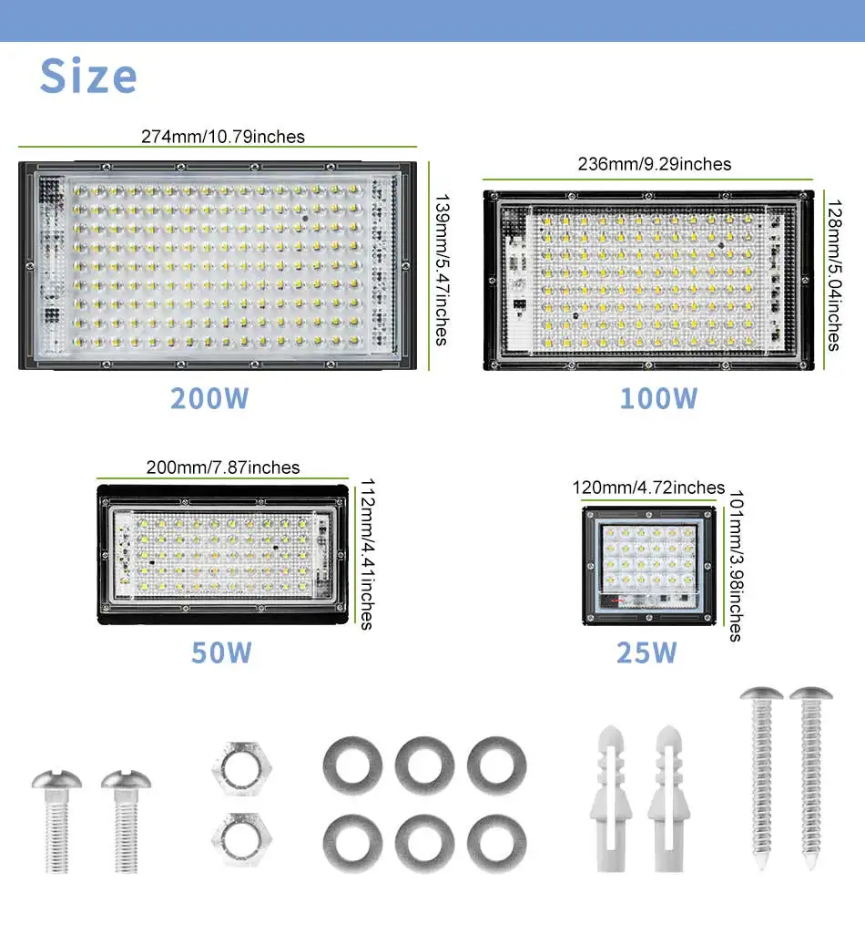 200W Flood Light LED Spotlight 220V Waterproof Outdoors Reflector Street Lamp Garden Exterior Wall Lighting 240V Cold/Warm White