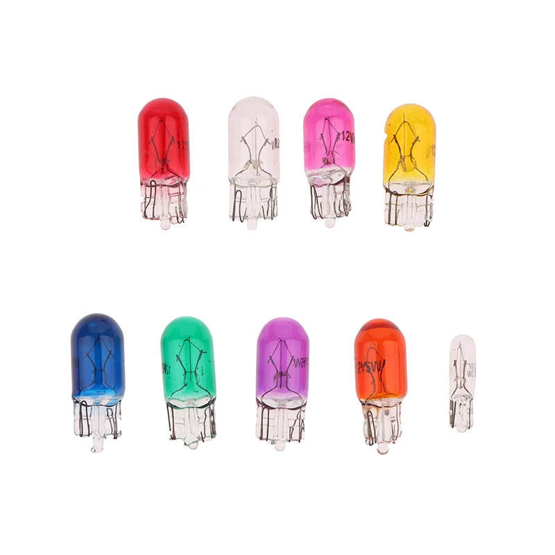 10Pcs 24V 1.2W T5 /12V 5W T10 Glass Light Bulb Dashboard Instrument Panel Brake Light Bulbs Headlights Lamp Lights Car Lights