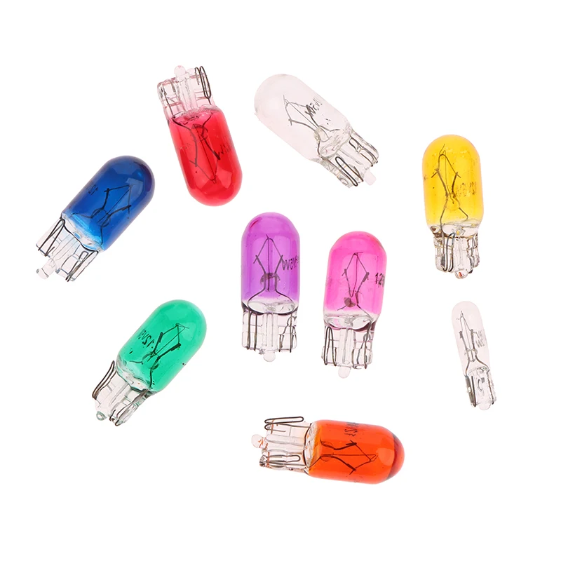 10Pcs 24V 1.2W T5 /12V 5W T10 Glass Light Bulb Dashboard Instrument Panel Brake Light Bulbs Headlights Lamp Lights Car Lights
