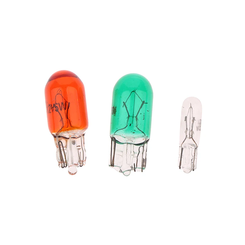 10Pcs 24V 1.2W T5 /12V 5W T10 Glass Light Bulb Dashboard Instrument Panel Brake Light Bulbs Headlights Lamp Lights Car Lights