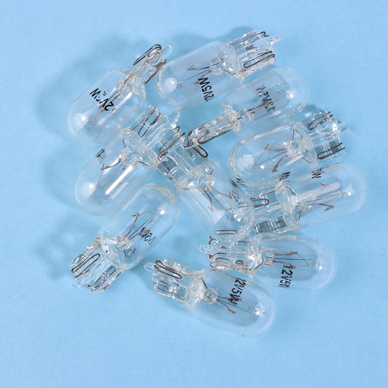 10Pcs 24V 1.2W T5 /12V 5W T10 Glass Light Bulb Dashboard Instrument Panel Brake Light Bulbs Headlights Lamp Lights Car Lights