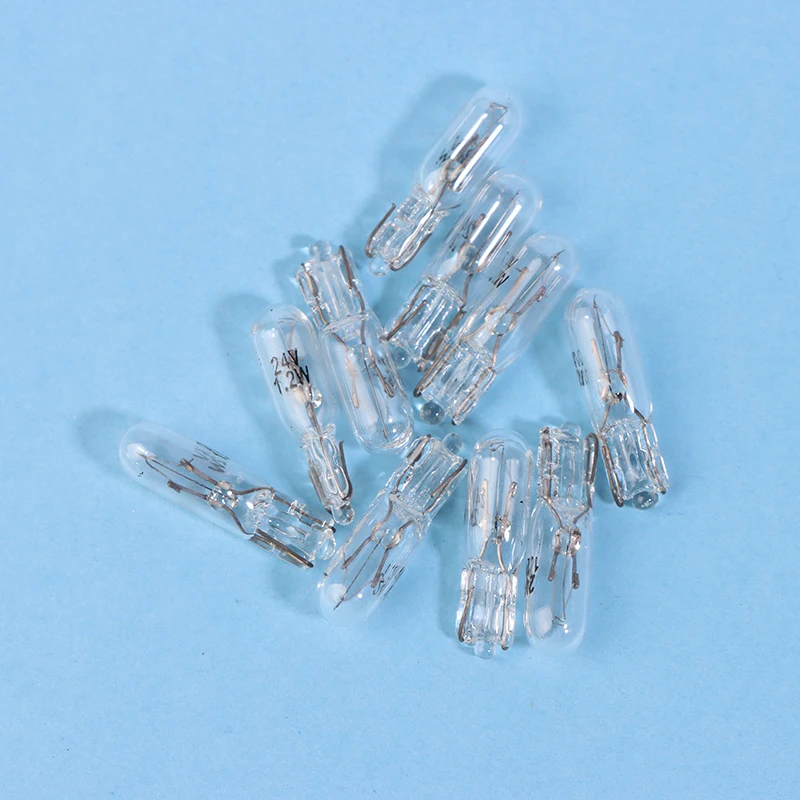 10Pcs 24V 1.2W T5 /12V 5W T10 Glass Light Bulb Dashboard Instrument Panel Brake Light Bulbs Headlights Lamp Lights Car Lights