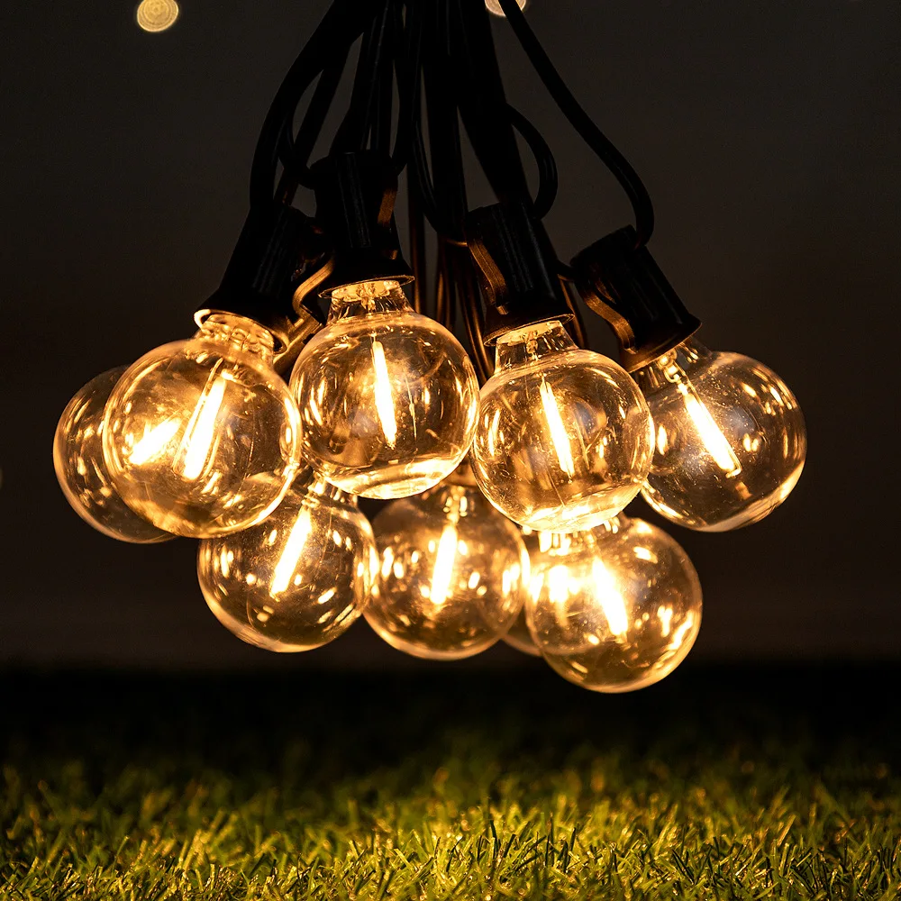 Outdoor String Lights 30M G40 LED Patio Lights EU Plug 50 Edison Bulbs 2 Spare Waterproof Hanging Light for Backyard Party Decor