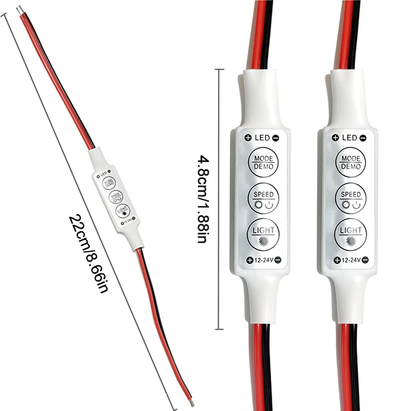 1/5/10Pcs Mini 3 Keys Single Color LED Light Dimming 12V-24V Controller Dimmer Driver and Switch for 3528 5050 Led Strip Light