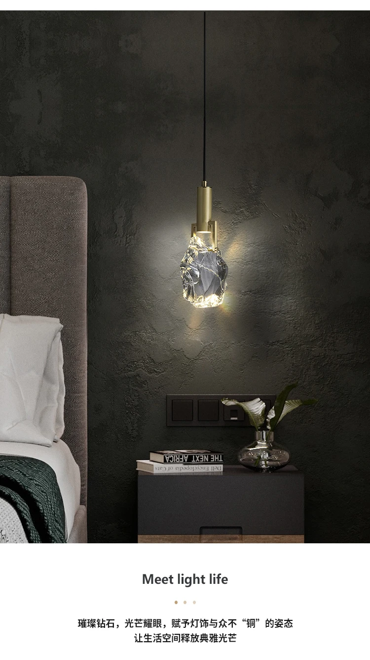 New Crystal Led Pendant Lights Nordic Luxury Dining Room Bar Kitchen Hanging Lamp Bedroom Bedside Lamp Suspension Deco Luminaire