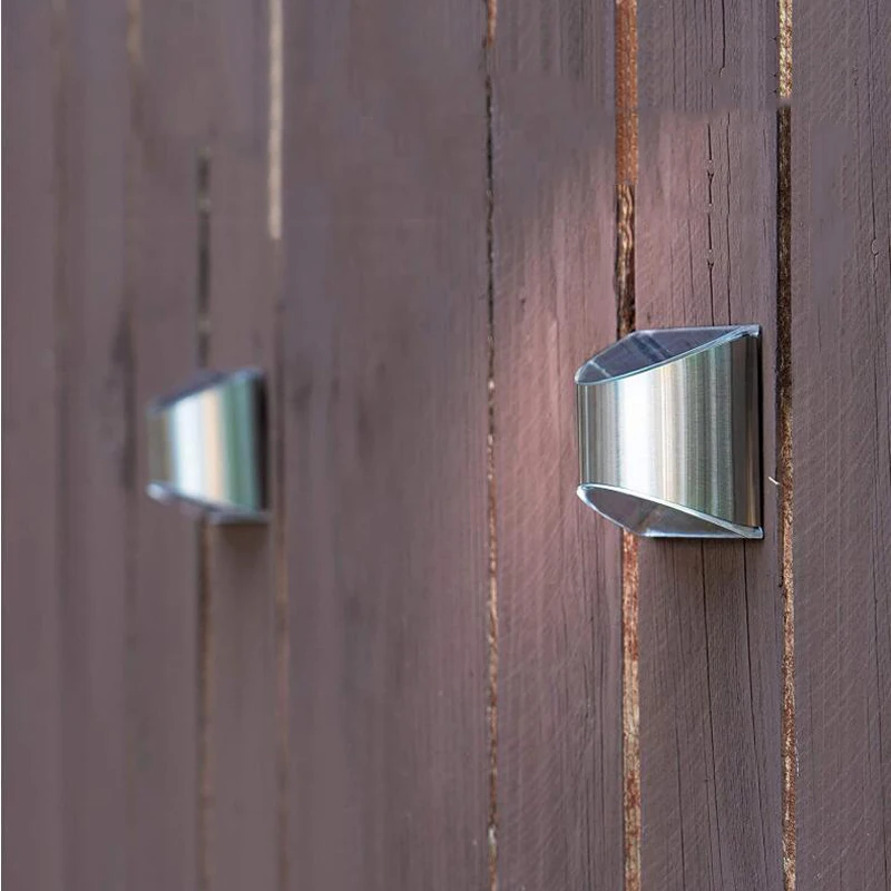 2Pcs Stainless Steel Solar Wall Lights Waterproof Outdoor LED for Garden Patio Fence Deck Step Yard Pathway Landscape Decor Auto