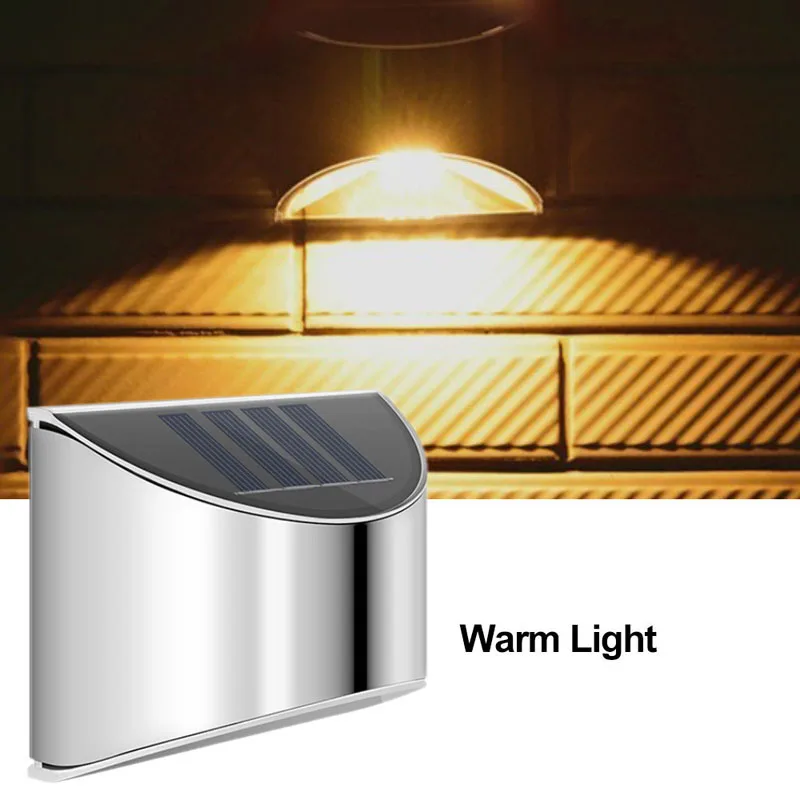 2Pcs Stainless Steel Solar Wall Lights Waterproof Outdoor LED for Garden Patio Fence Deck Step Yard Pathway Landscape Decor Auto