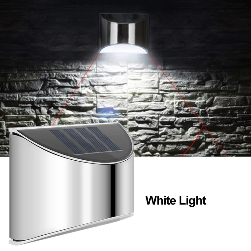 2Pcs Stainless Steel Solar Wall Lights Waterproof Outdoor LED for Garden Patio Fence Deck Step Yard Pathway Landscape Decor Auto