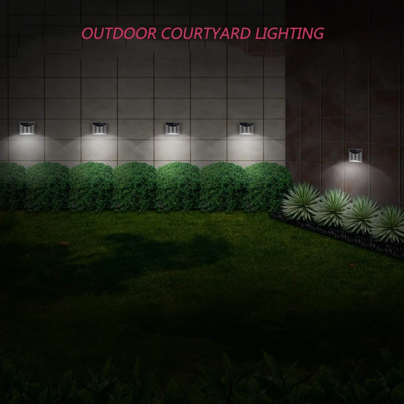 2Pcs Stainless Steel Solar Wall Lights Waterproof Outdoor LED for Garden Patio Fence Deck Step Yard Pathway Landscape Decor Auto